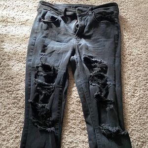 American Eagle Black Ripped Skinny Jeans